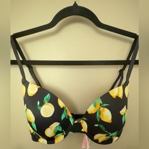 PINK Victoria’s Secret Lemon Print Black Bra - 32D